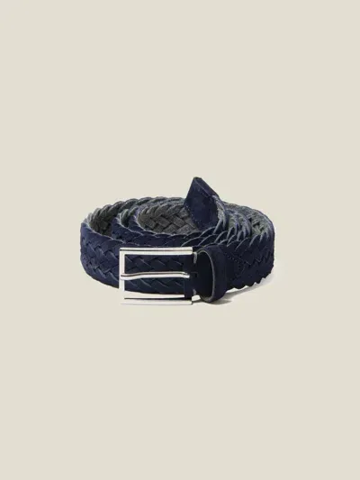 Luca Faloni Woven Belt In Navy Blue