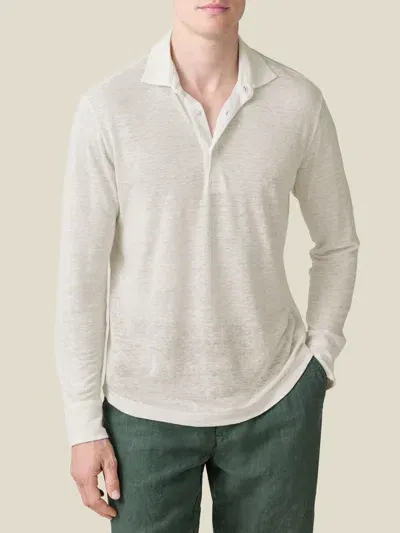 Luca Faloni Linen Jersey Positano Polo Shirt In Cream