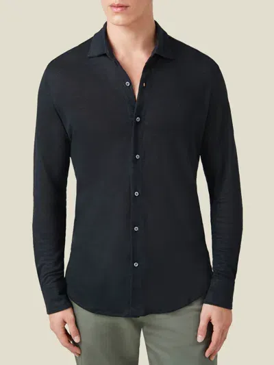 Luca Faloni Linen Jersey Shirt In Black