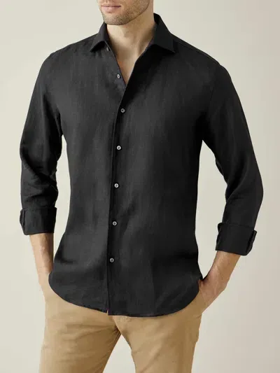 Luca Faloni Linen Portofino Shirt In Black