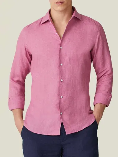 Luca Faloni Linen Portofino Shirt In Dusty Pink