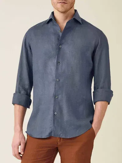 Luca Faloni Linen Portofino Shirt In Payne's Grey