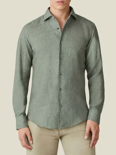 Luca Faloni Linen Portofino Shirt In Safari Green