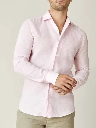 Luca Faloni Linen Portofino Shirt In Striped Light Pink