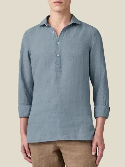 Luca Faloni Linen Ravello Shirt In French Blue