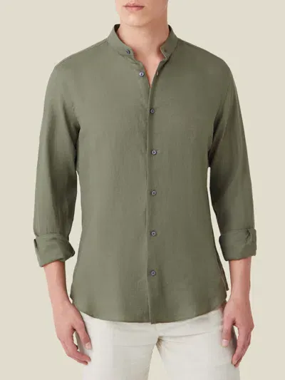 Luca Faloni Linen Versilia Shirt In Khaki Green