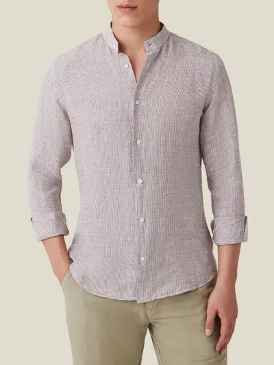 Luca Faloni Linen Versilia Shirt In Striped Nocciola