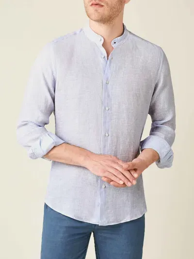 Luca Faloni Linen Versilia Shirt In Striped Sky Blue