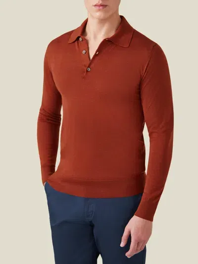 Luca Faloni Knitted Polo Sweater In Rust