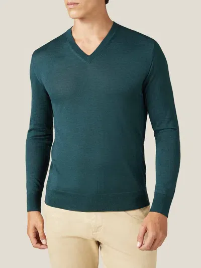 Luca Faloni V-neck Jumper In Forest Green