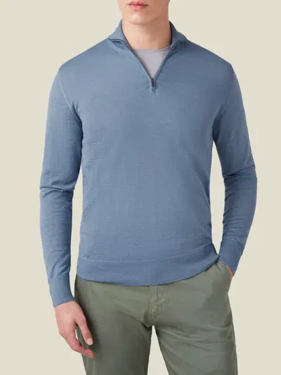 Luca Faloni Quarter-zip Jumper In Azure