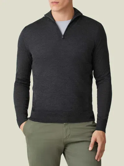 Luca Faloni Quarter-zip Jumper In Charcoal Grey