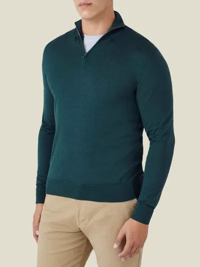 Luca Faloni Quarter-zip Jumper In Forest Green