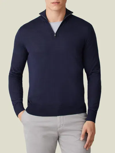 Luca Faloni Quarter-zip Jumper In Navy Blue