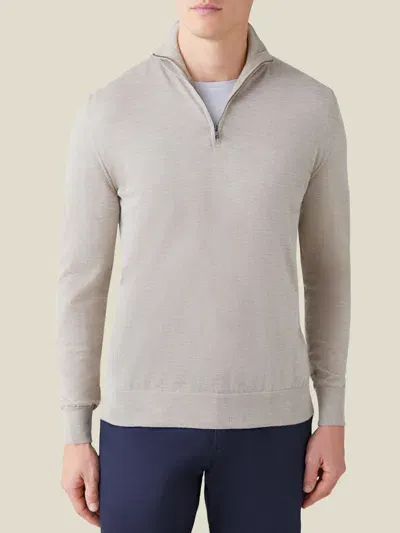 Luca Faloni Quarter-zip Jumper In Oatmeal