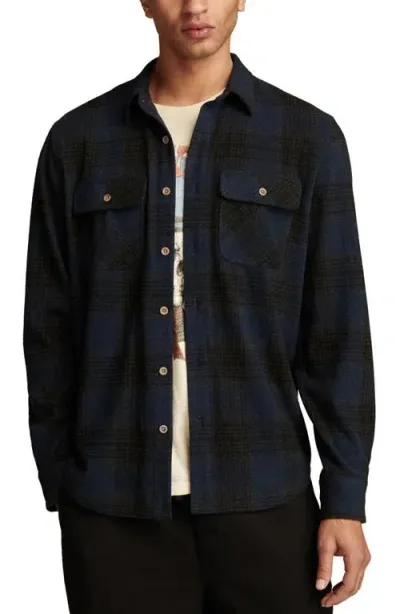 Lucky Brand Brushed Jersey Button-up Shirt In Blue Multi