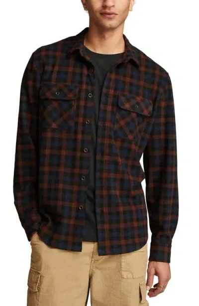 Lucky Brand Brushed Jersey Button-up Shirt In Grey Multi