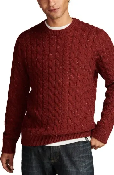 Lucky Brand Cable Crewneck Sweater In Burgundy Merlot/cabernet