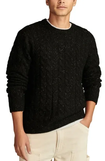 Lucky Brand Cable Crewneck Sweater In Dark Black