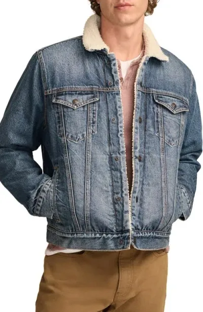 Lucky Brand Cole Hauser Fleece Lined Denim Trucker Jacket In Cold Spring