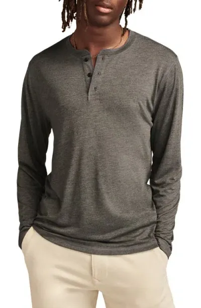 Lucky Brand Long Sleeve Slub Jersey Henley In Charcoal Heather