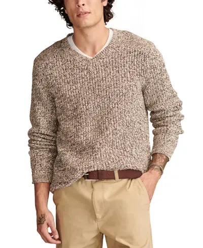 Lucky Brand Easy Marl V-neck Sweater In Oat Milk Marl