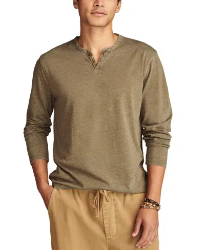 Lucky Brand Burnout Notch Neck Henley In Olive Night