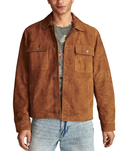 Lucky Brand Men's Suede Button-front Shirt Jacket In Dark Tan