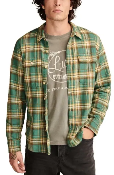 Lucky Brand Plaid Big Slub Twill Button-up Shirt In Green Multi