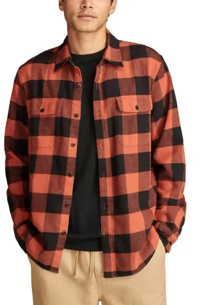 Lucky Brand Plaid Cloud Soft Flannel Button-up Shirt In Orange Multi