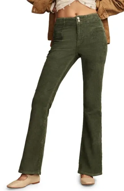 Lucky Brand Stevie Seamed High Waist Corduroy Flare Pants In Fairytale Green Wash