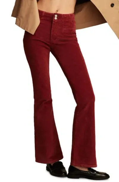 Lucky Brand Stevie Seamed High Waist Corduroy Flare Pants In Hot Chili Wash