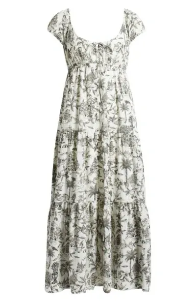 Lucky Brand Utility Print Maxi Dress In Tofu Toile Print