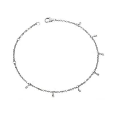 Lucy Quartermaine Multi Drop Anklet In Sterling Silver