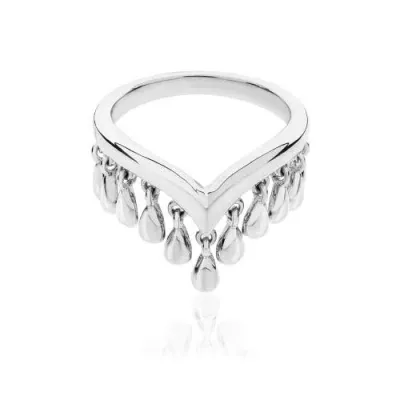 Lucy Quartermaine Wishbone Tear Drop Ring In Sterling Silver