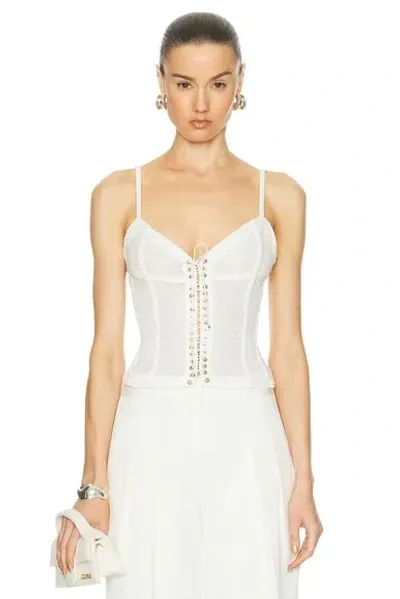 Ludovic De Saint Sernin Cotton Blend Lace-up Bustier Top In White