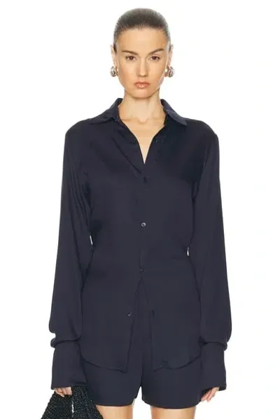 Ludovic De Saint Sernin Slim Shirt In Ocean Navy Blue