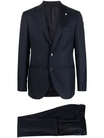 Luigi Bianchi Suit With Logo In Blue