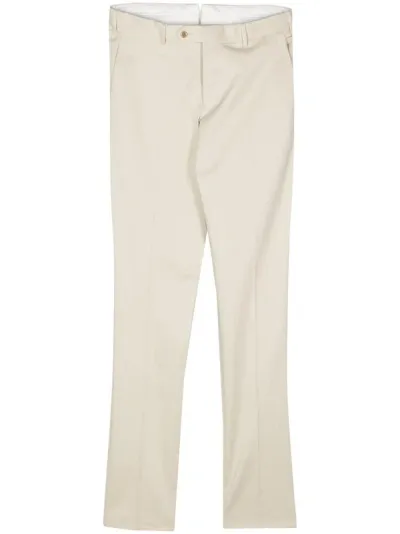 Luigi Bianchi Trousers With Logo In Neutrals