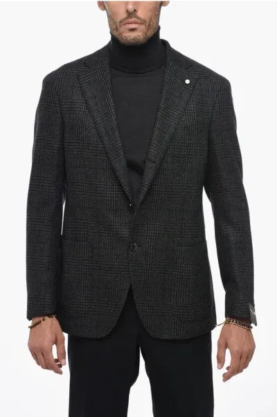 Luigi Bianchi Virgin Wool And Silk Blazer With 3-buttons In Black