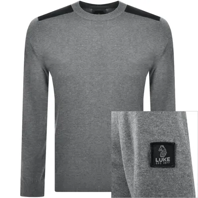 Luke 1977 Berwick Panel Jumper Grey In Gray