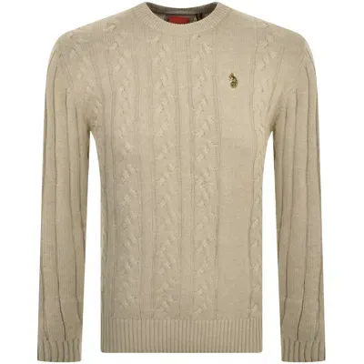 Luke 1977 Morden Crew Neck Jumper Beige In Brown