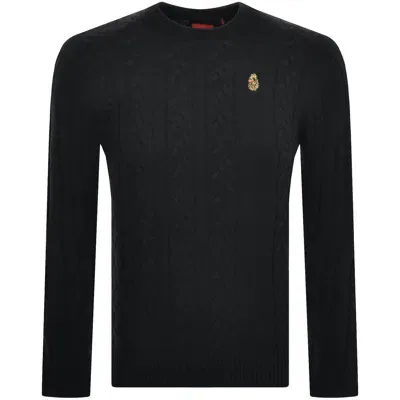 Luke 1977 Morden Crew Neck Jumper Black In Blue