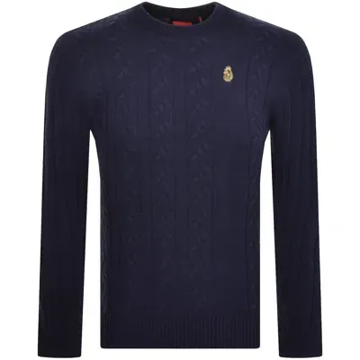 Luke 1977 Morden Crew Neck Jumper Navy In Blue