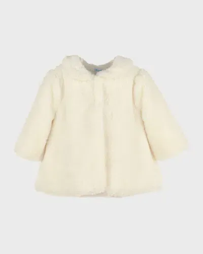 Luli & Me Kids' Girl's Cozy Faux Fur Jacket In Ivory