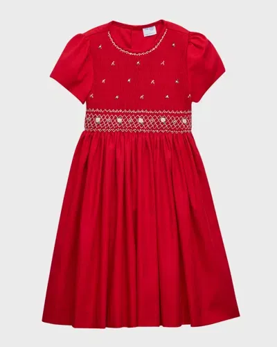 Luli & Me Kids' Girl's Timeless Bliss Smock Dress In Red