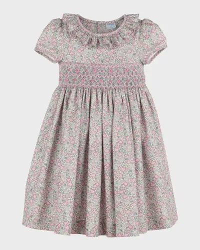 Luli & Me Kids' Lavender Floral Smock Dress In Purple