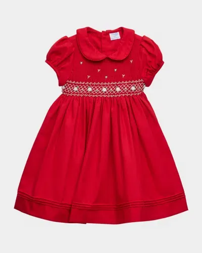 Luli & Me Kids' Timeless Bliss Puff Sleeve Smocked Dress In Red