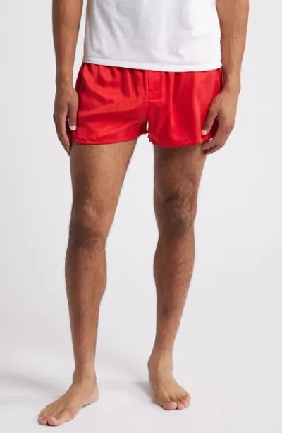 Lunya Washable Silk Boxer Shorts In Pure Carmine