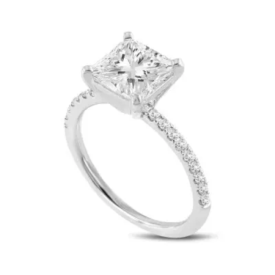 Luvmyjewelry Ani 14k White Gold Emerald Cut Lab Grown Diamond  Engagement Ring